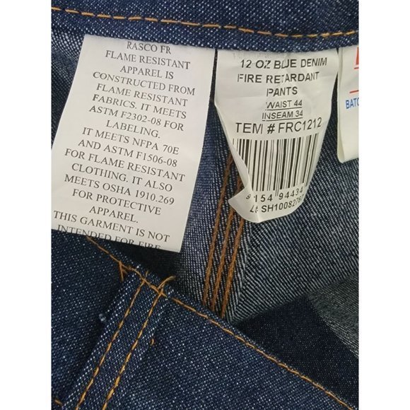 Rasco Fire Resistant Work Jeans New‎ Size 44/34 - Picture 11 of 11